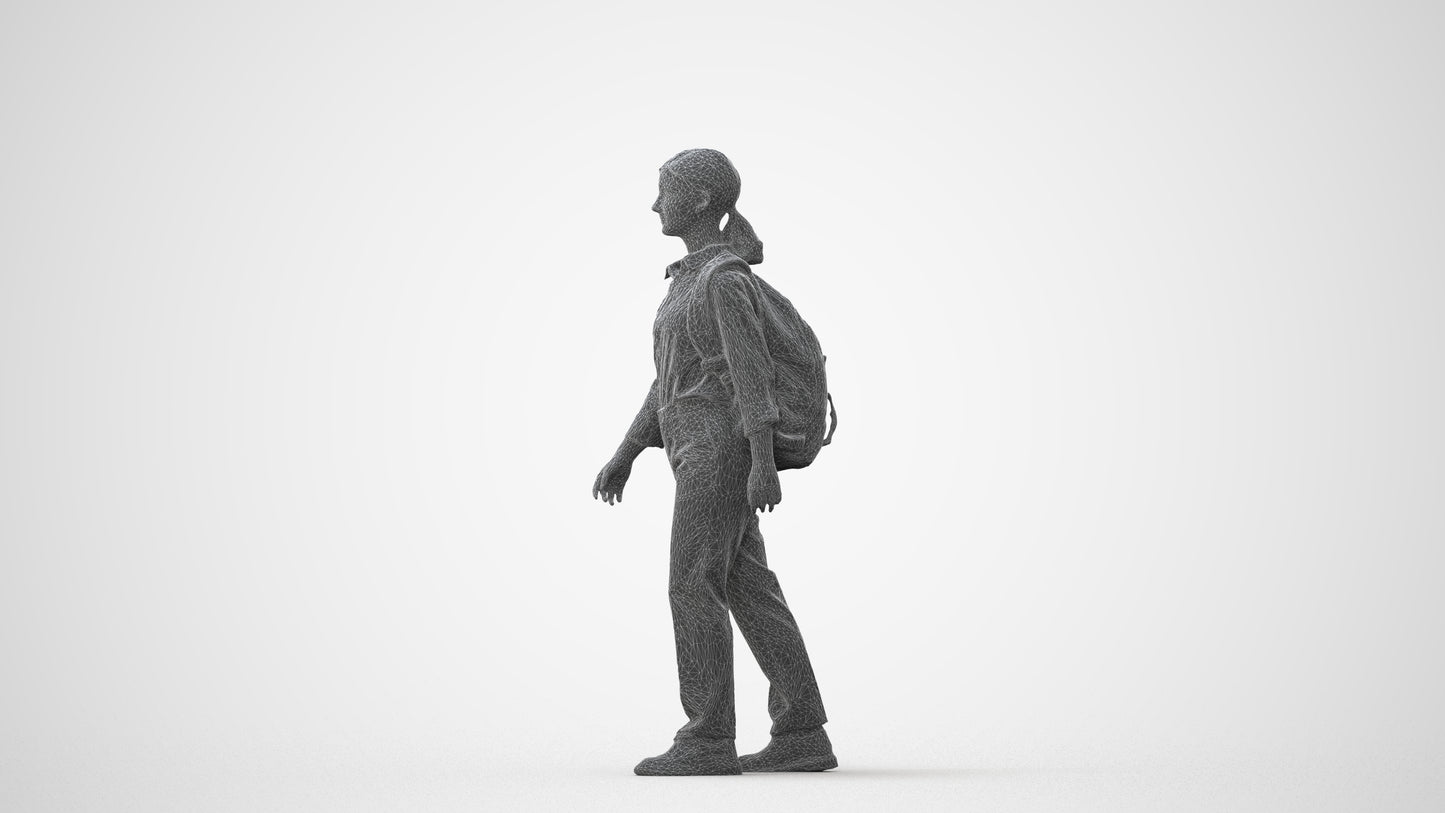 scanned 3D girl kids, photogrammetry people for Enscape and V-Ray, square thumbnail