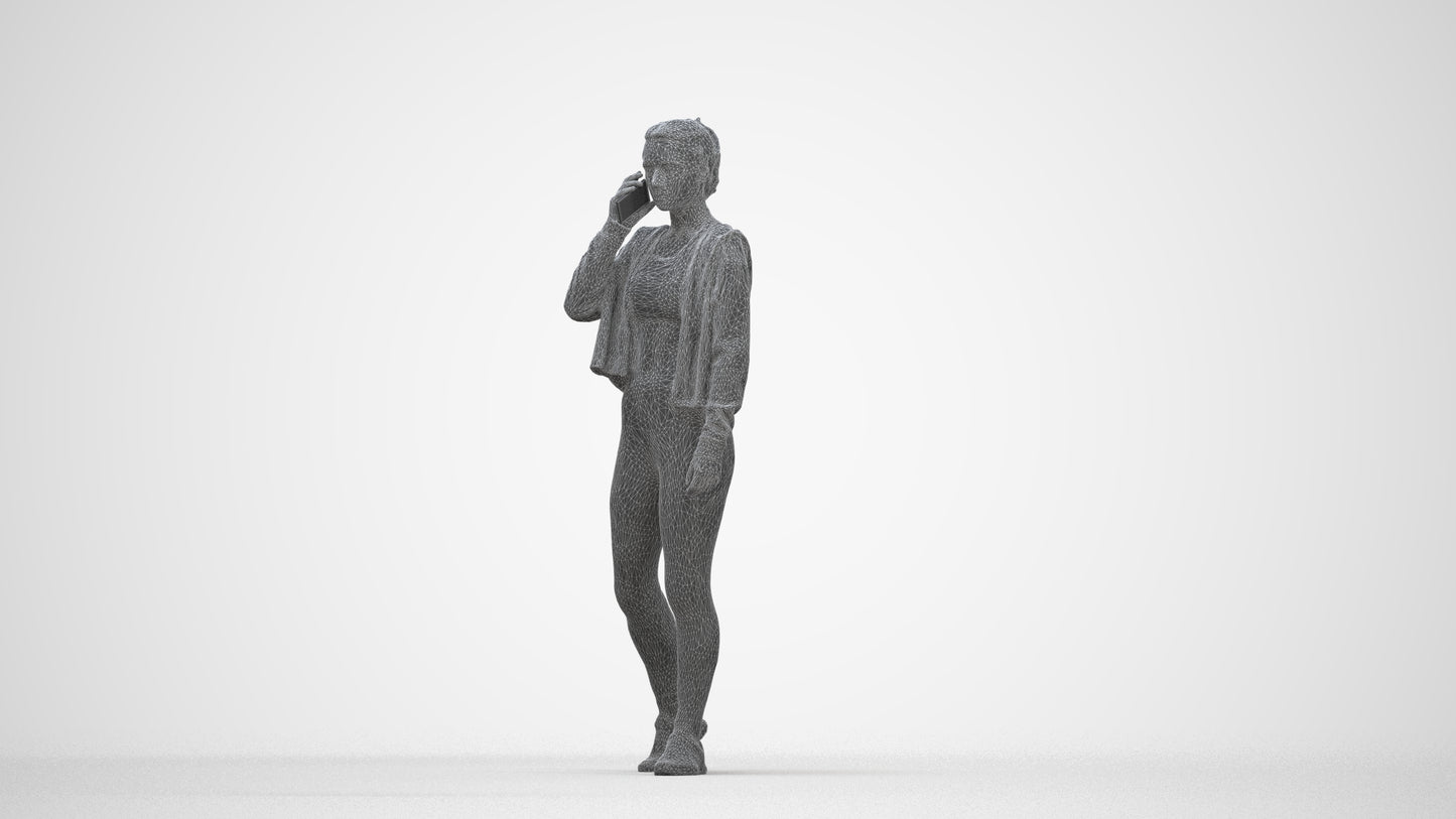 realistic 3D human woman sport, archviz people FBX OBJ for Blender, wireframe back view