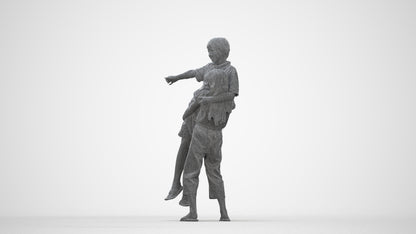 realistic 3D human girl kids, archviz people FBX OBJ for Blender, wireframe back view