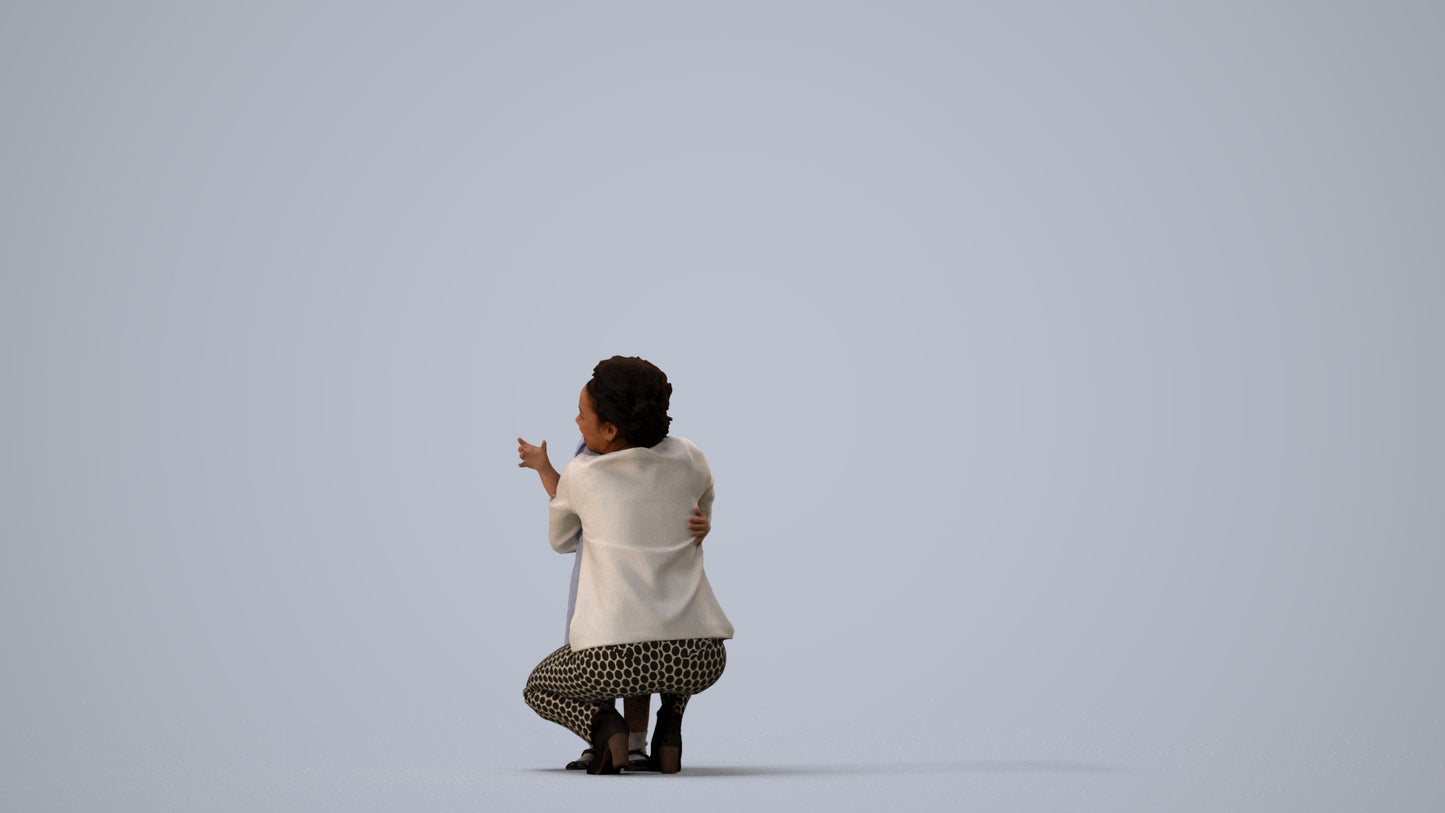 realistic 3D girl casual kids, scanned archviz people for Blender and 3ds Max, three-quarter view render