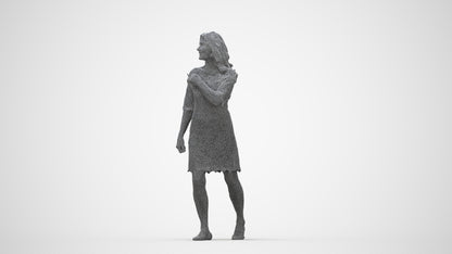 3D scanned senior woman business casual, photorealistic archviz people for Enscape and SketchUp, wireframe back view