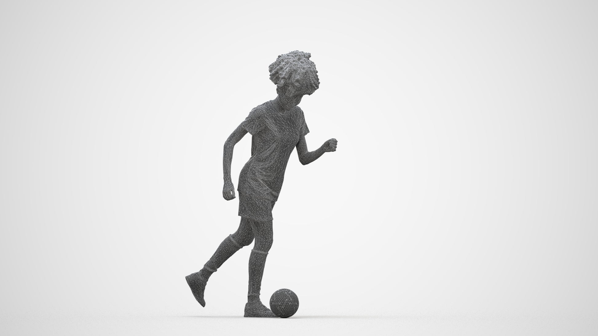 3D people model woman sport, scanned human for 3ds Max rendering, wireframe back view