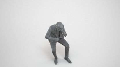 scanned 3D man business, photogrammetry people for Enscape and V-Ray, wireframe three-quarter view