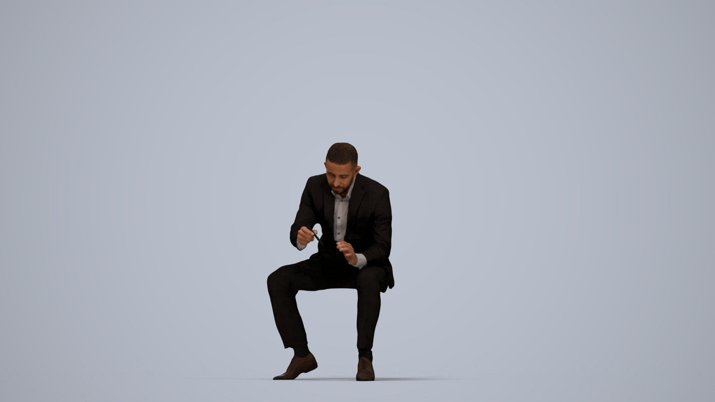 scanned 3D man business, photogrammetry people for Enscape and V-Ray, top-down view render