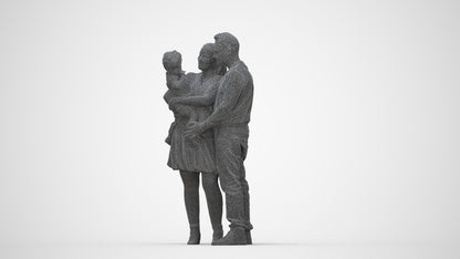 realistic 3D people girl casual standing, render-ready for V-Ray and Corona, FBX OBJ, wireframe back view