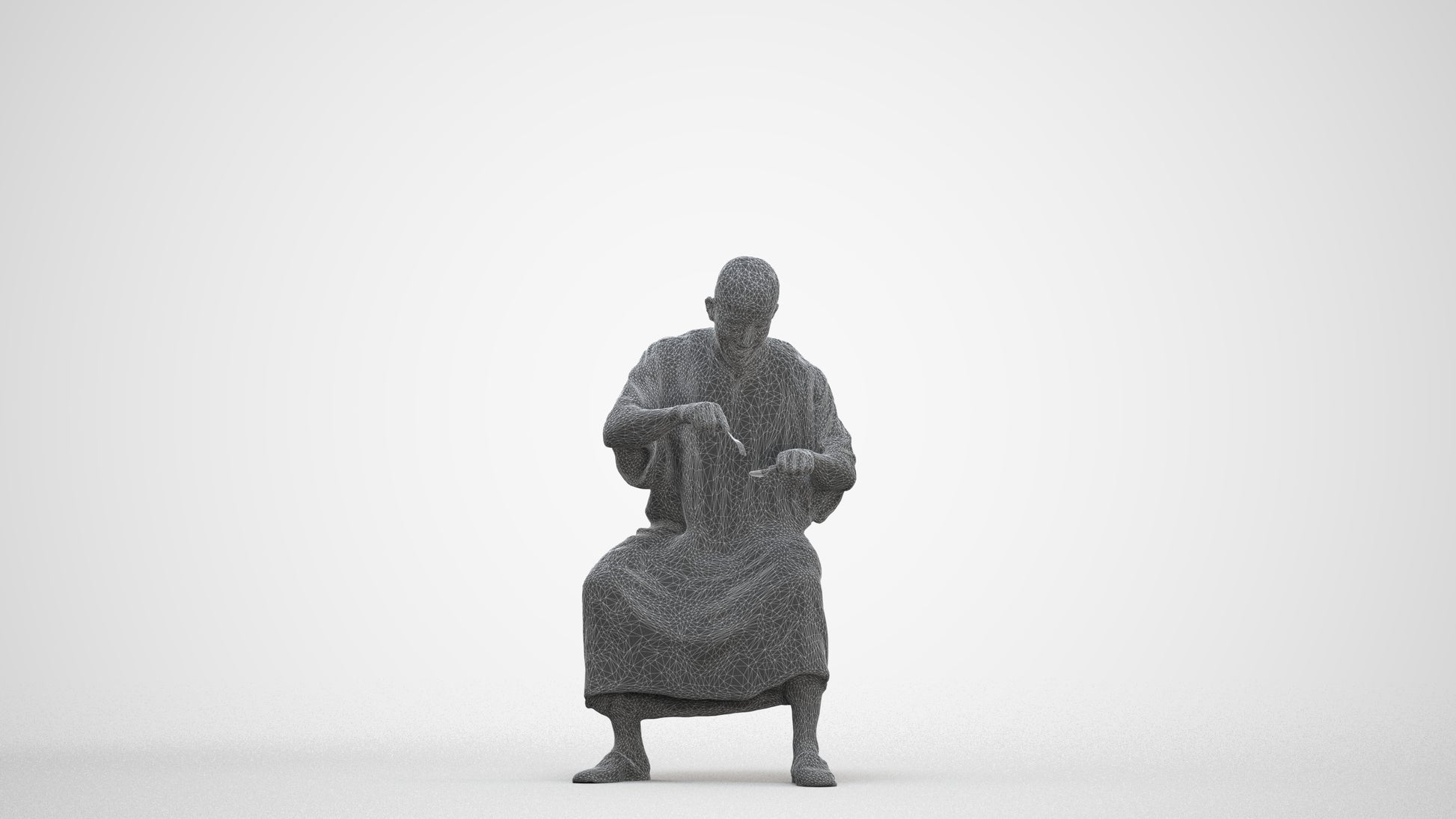 realistic 3D man sitting, scanned archviz people for Blender and 3ds Max, three-quarter front view render