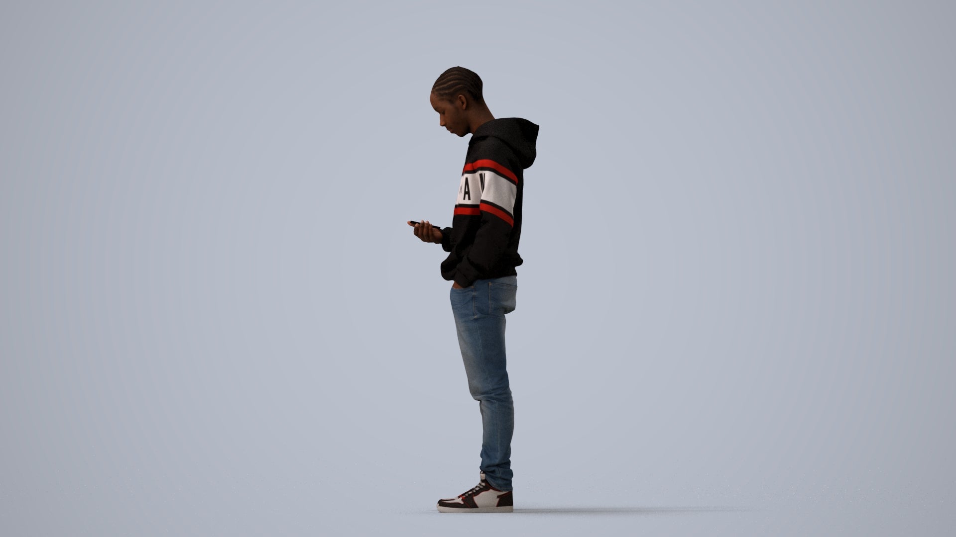 photogrammetry 3D boy casual kids, realistic human model archviz FBX, three-quarter view render