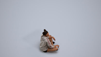 photogrammetry 3D woman casual sitting, realistic human model archviz FBX, back view render