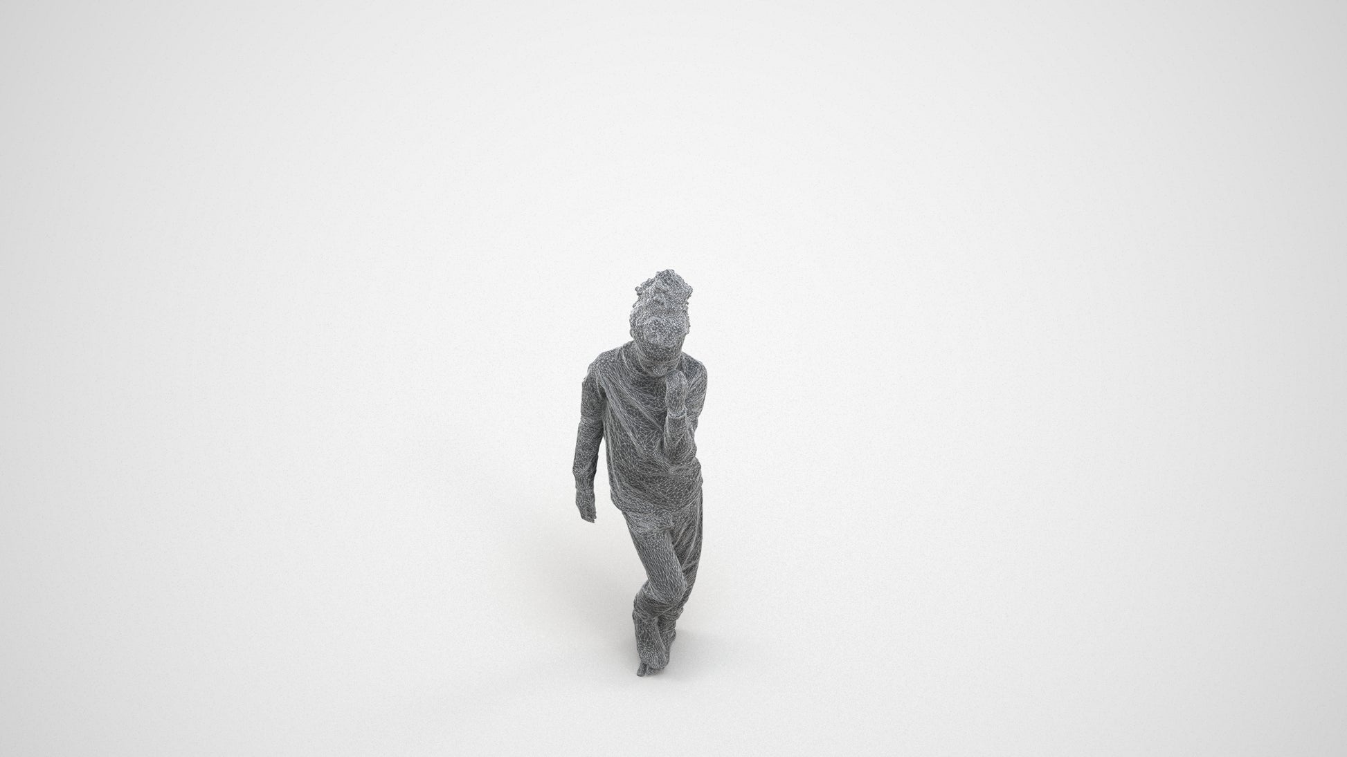 scanned 3D girl kids, photogrammetry people for Enscape and V-Ray, wireframe three-quarter view