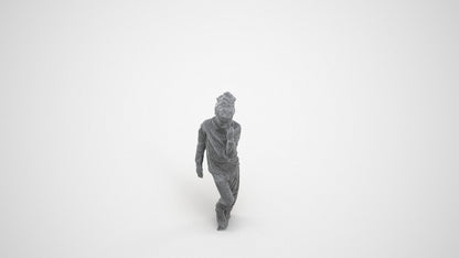 scanned 3D girl kids, photogrammetry people for Enscape and V-Ray, wireframe three-quarter view
