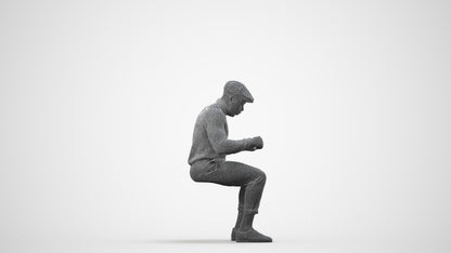 realistic 3D man casual sitting, scanned archviz people for Blender and 3ds Max, wireframe side view