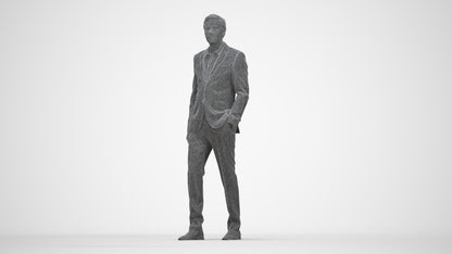 scanned 3D man business, photogrammetry people for Enscape and V-Ray, wireframe back view