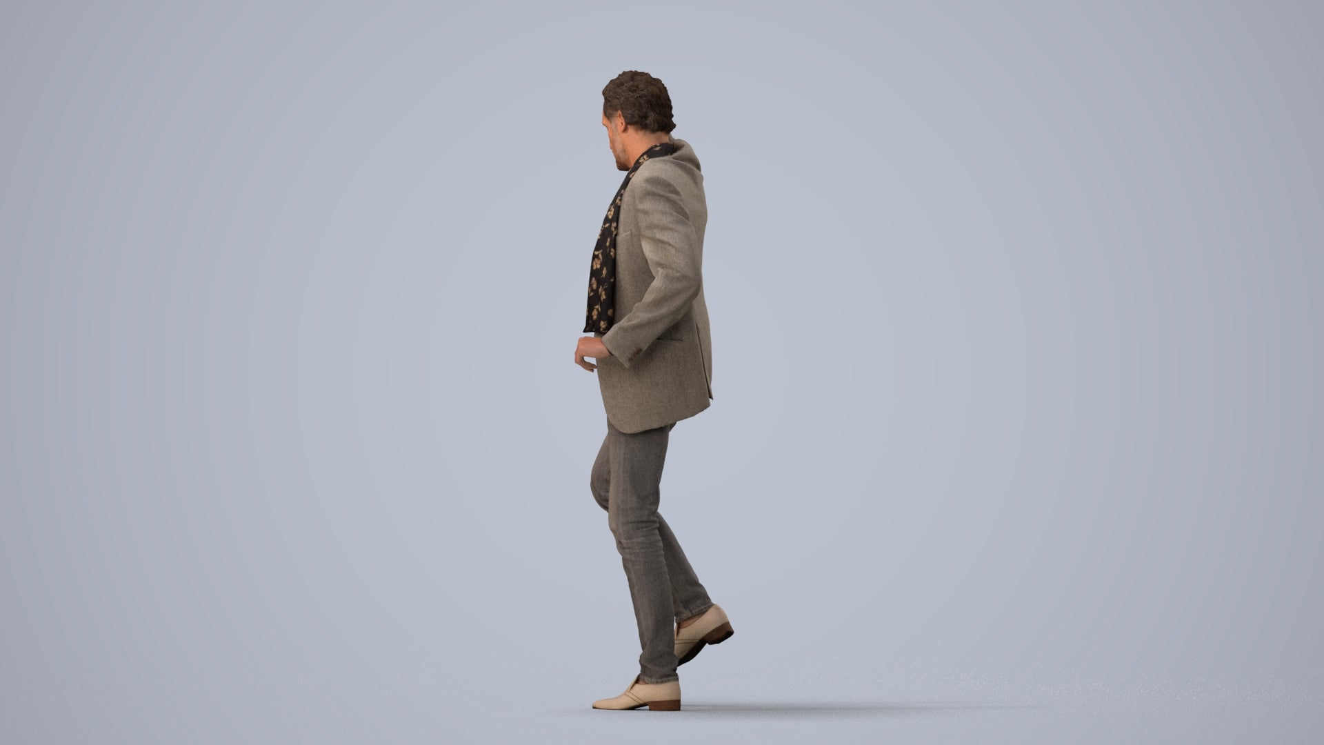 scanned 3D man business standing, photogrammetry people for Enscape and V-Ray, three-quarter view render