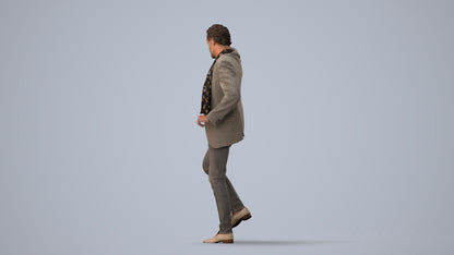 scanned 3D man business standing, photogrammetry people for Enscape and V-Ray, three-quarter view render