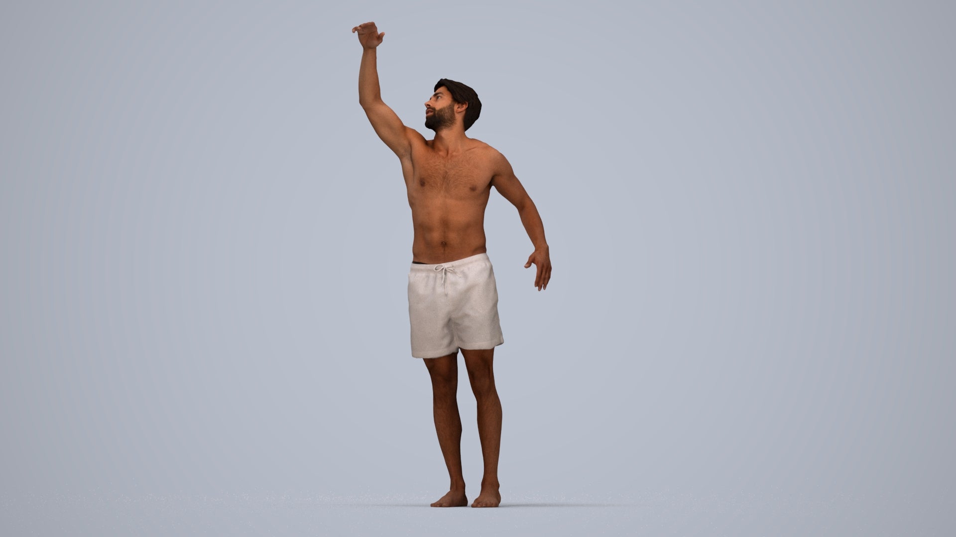 realistic 3D people man pool, render-ready for V-Ray and Corona, FBX OBJ, top-down view render