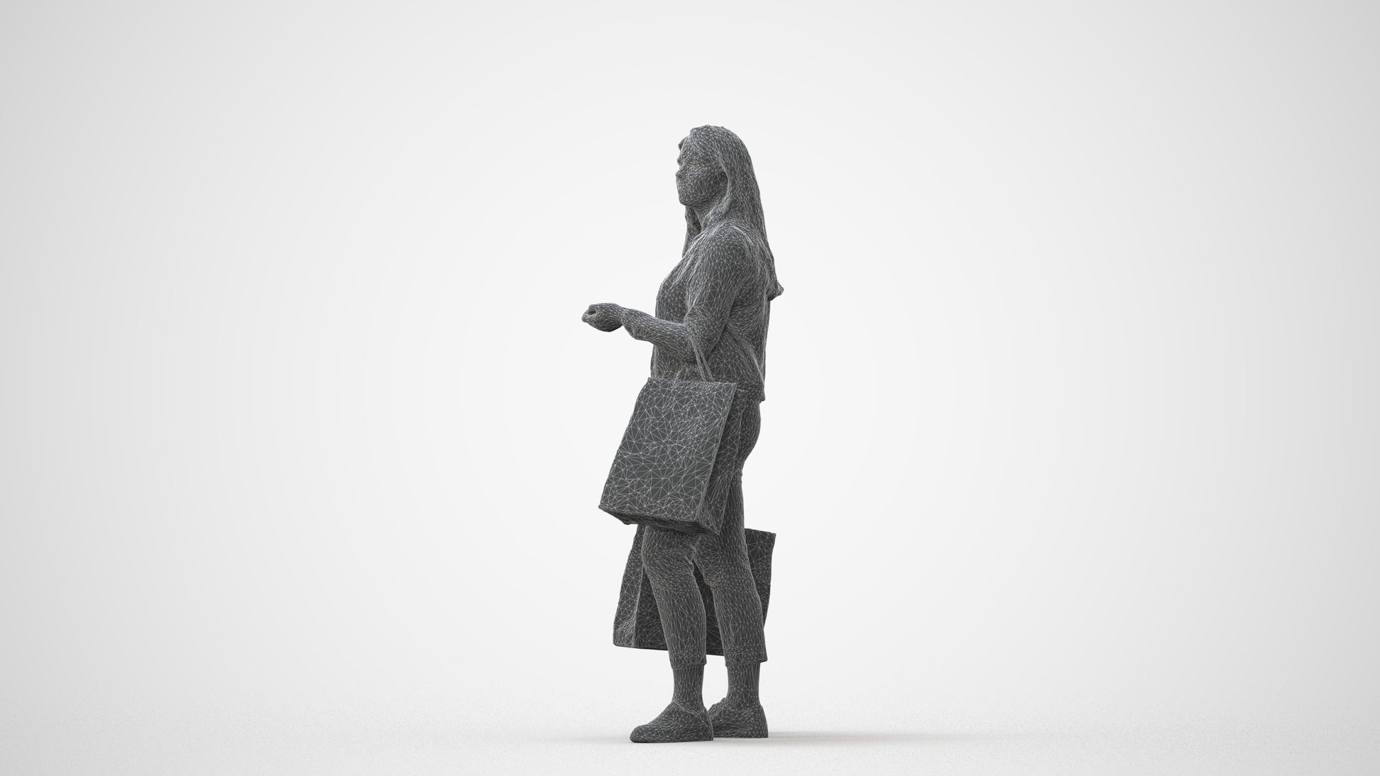 scanned 3D woman casual shopping, photogrammetry people for Enscape and V-Ray, square thumbnail