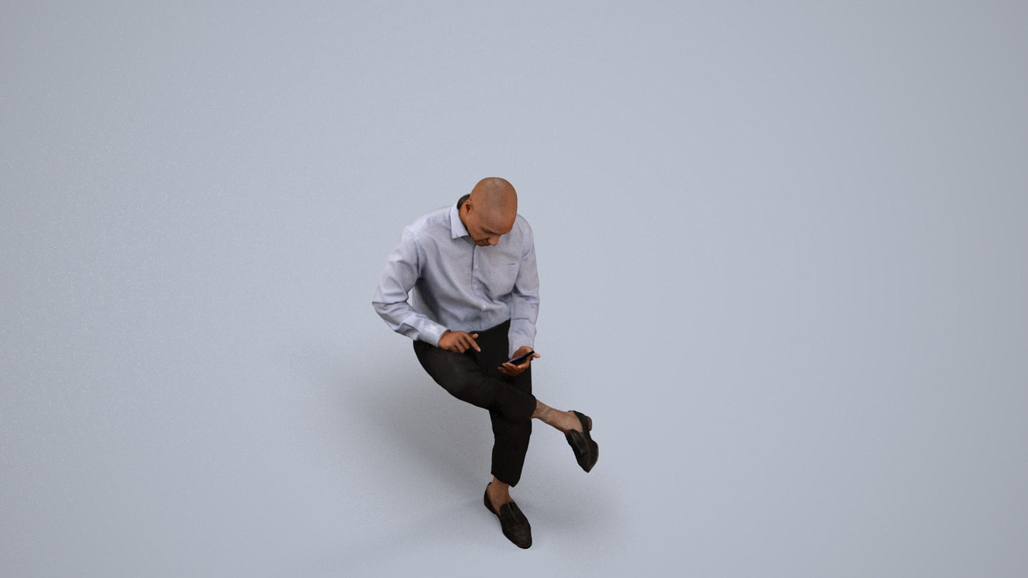 photogrammetry 3D man business kids, realistic human model archviz FBX, back view render