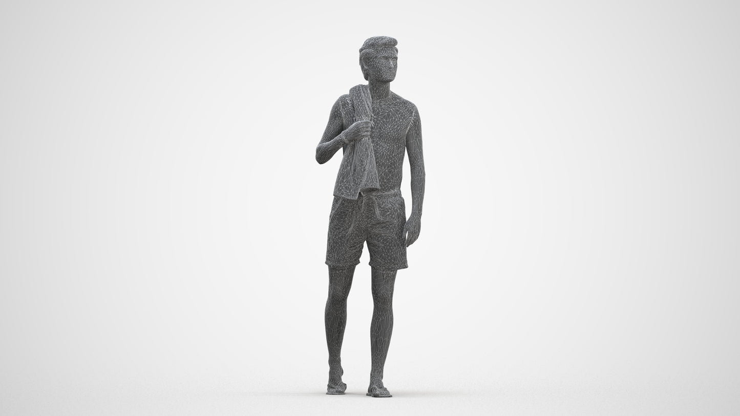 realistic 3D people man sport, render-ready for V-Ray and Corona, FBX OBJ, three-quarter front view render