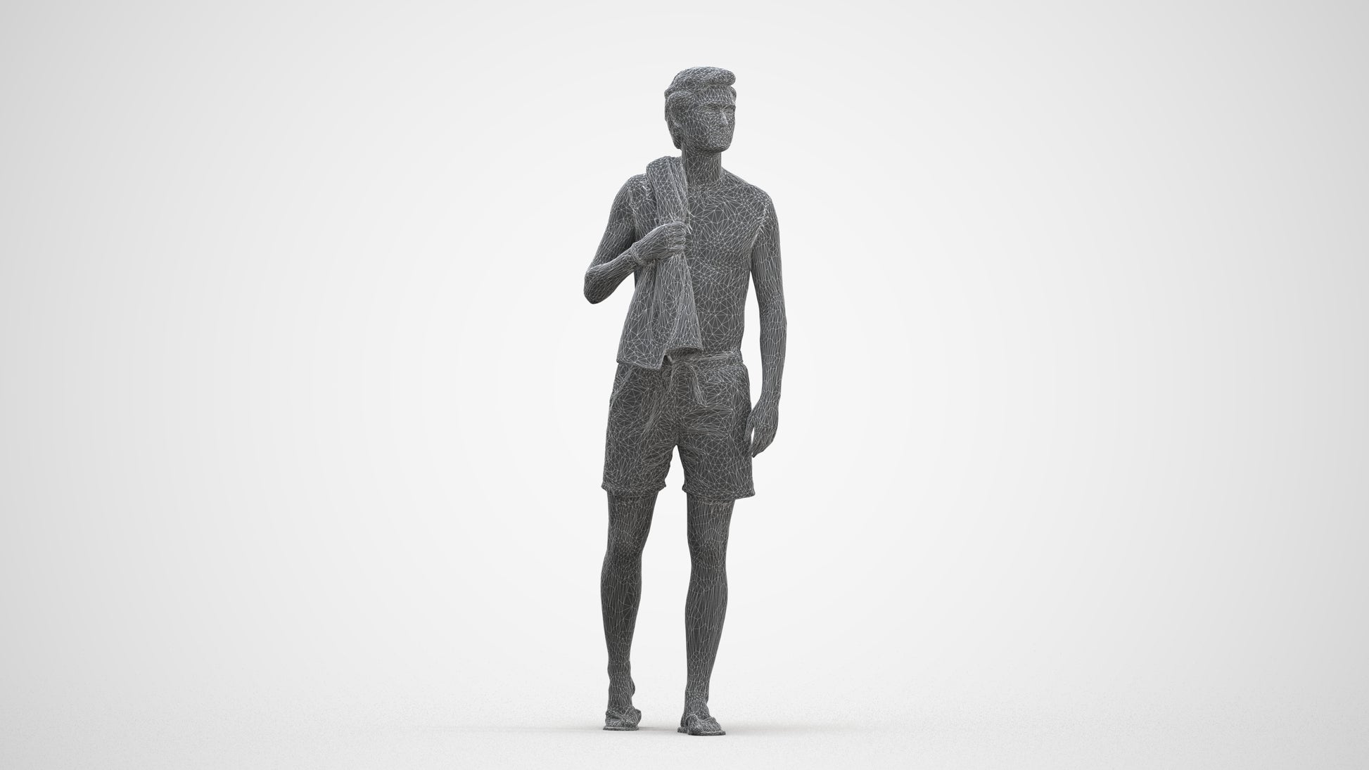 realistic 3D people man sport, render-ready for V-Ray and Corona, FBX OBJ, three-quarter front view render