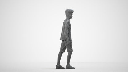 realistic 3D people boy casual kids, render-ready for V-Ray and Corona, FBX OBJ, wireframe side view