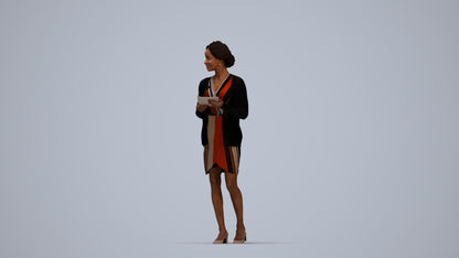 realistic 3D people woman business standing, render-ready for V-Ray and Corona, FBX OBJ, top-down view render