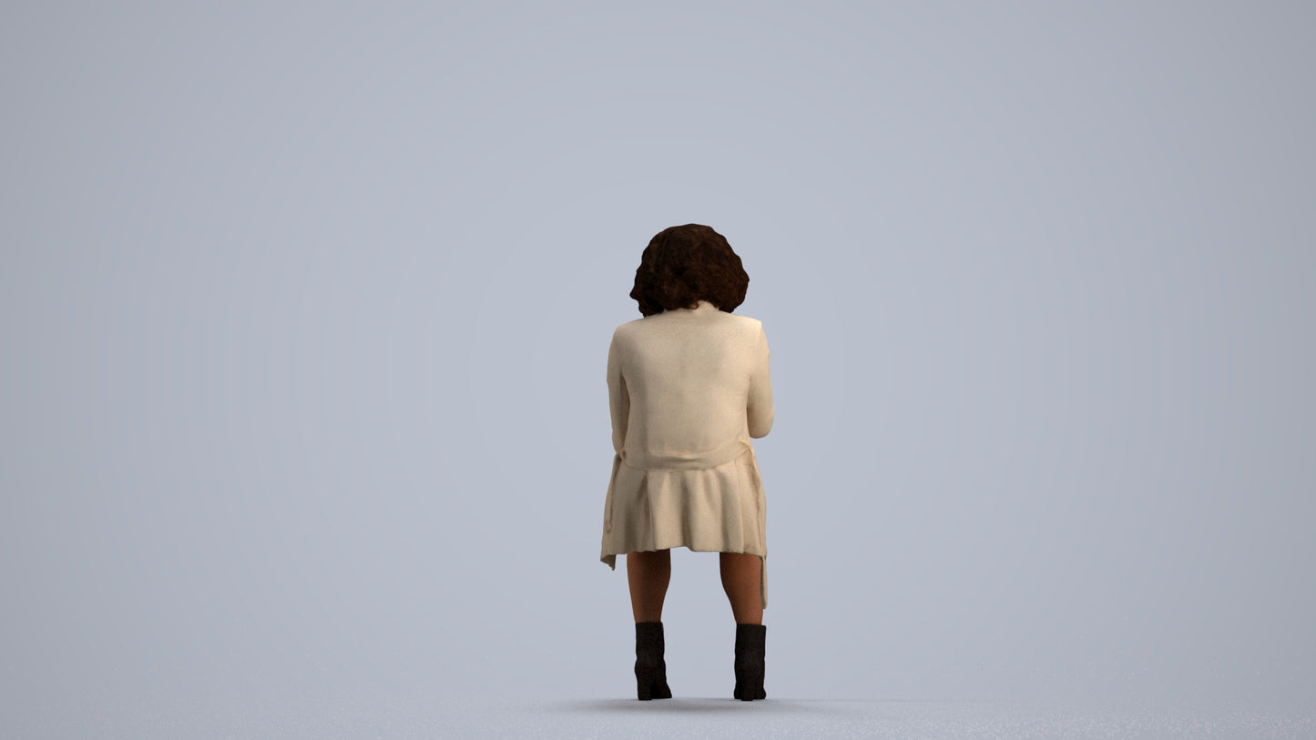 3D people model woman business sitting, scanned human for 3ds Max rendering, front view render