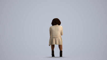 3D people model woman business sitting, scanned human for 3ds Max rendering, front view render