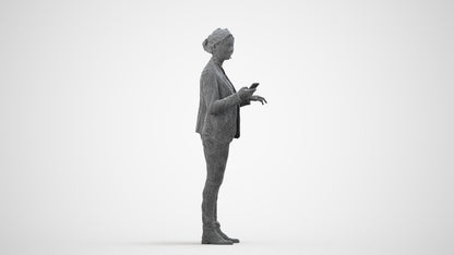 scanned 3D woman business, photogrammetry people for Enscape and V-Ray, wireframe side view