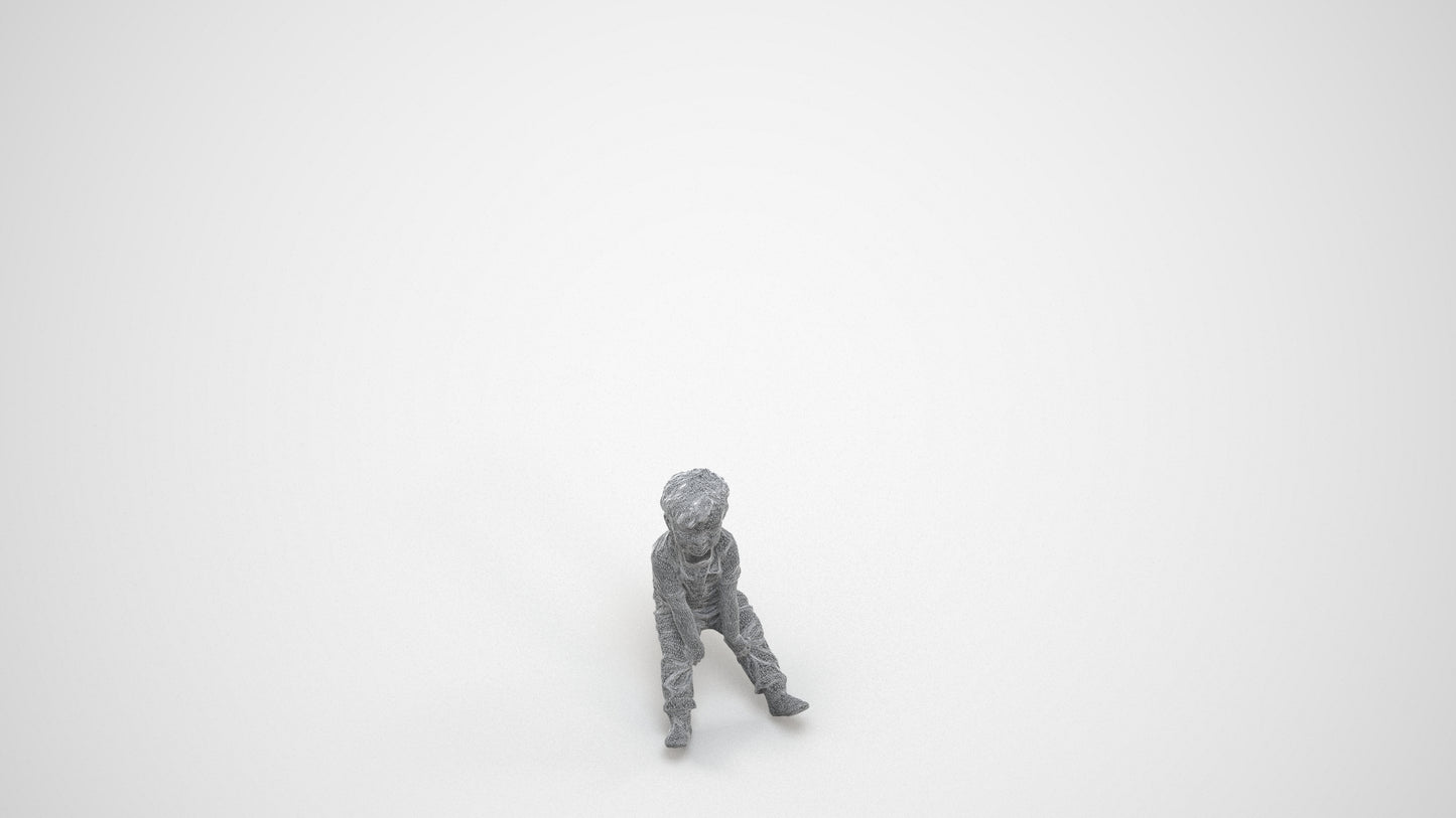 photogrammetry 3D boy casual kids, realistic human model archviz FBX, wireframe three-quarter view