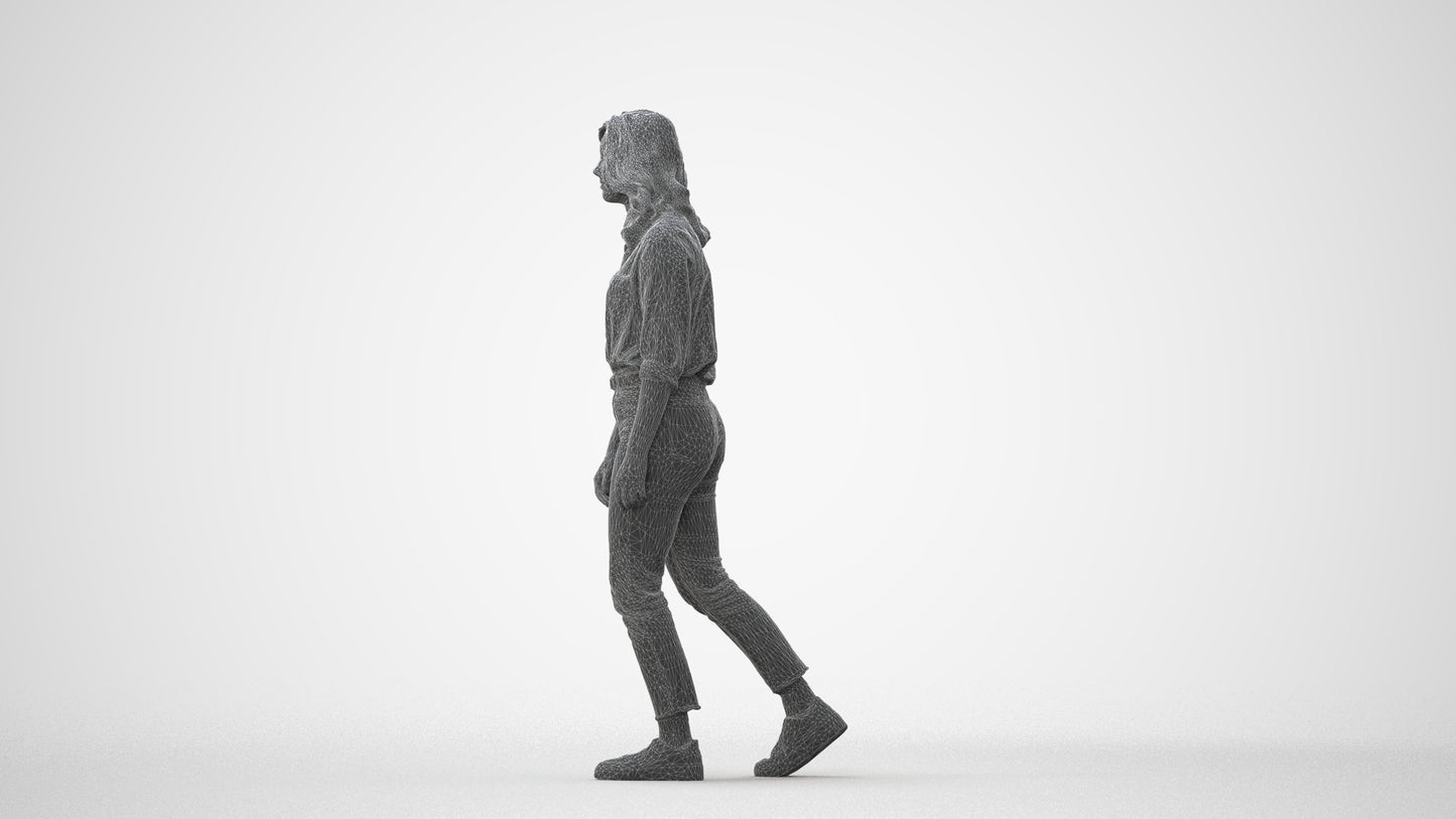 realistic 3D people woman casual walking, render-ready for V-Ray and Corona, FBX OBJ, square thumbnail