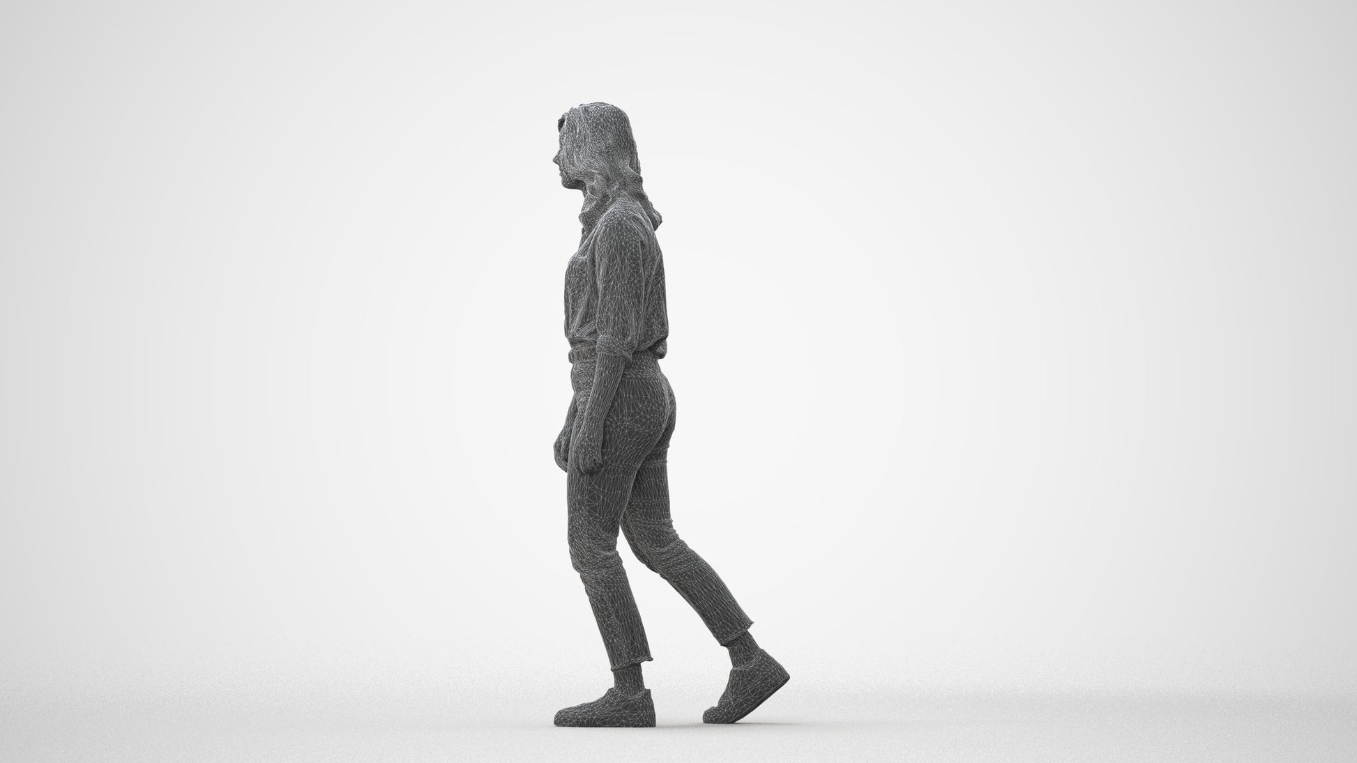 realistic 3D people woman casual walking, render-ready for V-Ray and Corona, FBX OBJ, square thumbnail