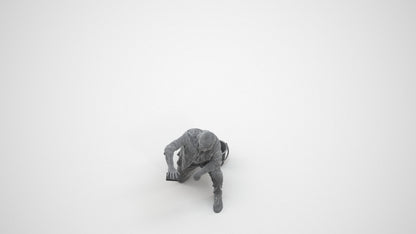 realistic 3D people senior man casual driving, render-ready for V-Ray and Corona, FBX OBJ, wireframe three-quarter view