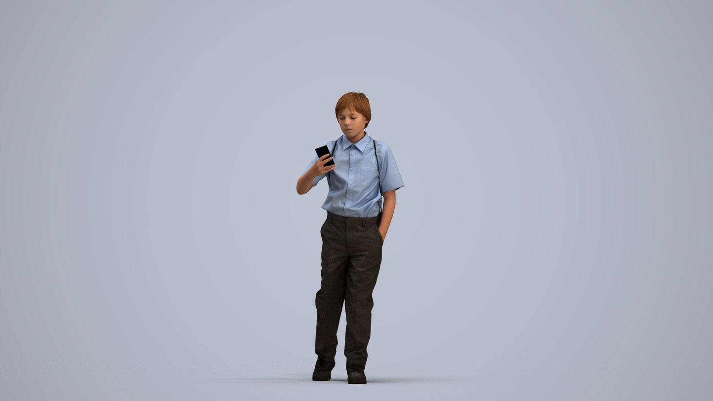 scanned 3D boy casual kids, photogrammetry people for Enscape and V-Ray, standing pose render