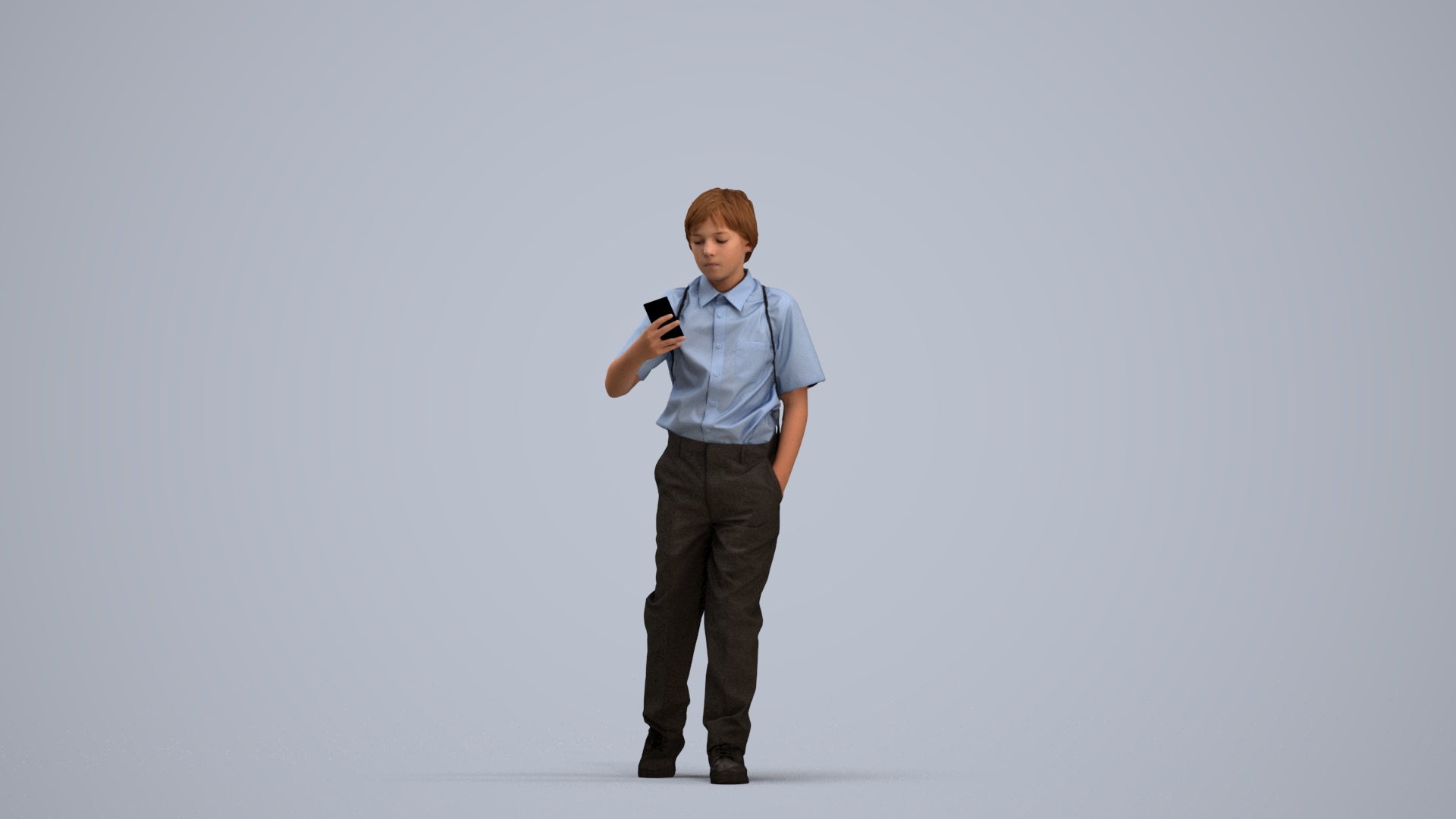 scanned 3D boy casual kids, photogrammetry people for Enscape and V-Ray, standing pose render