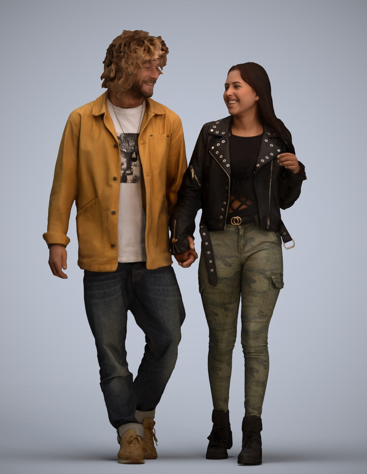 3D human model woman casual shopping, photogrammetry scanned person for archviz