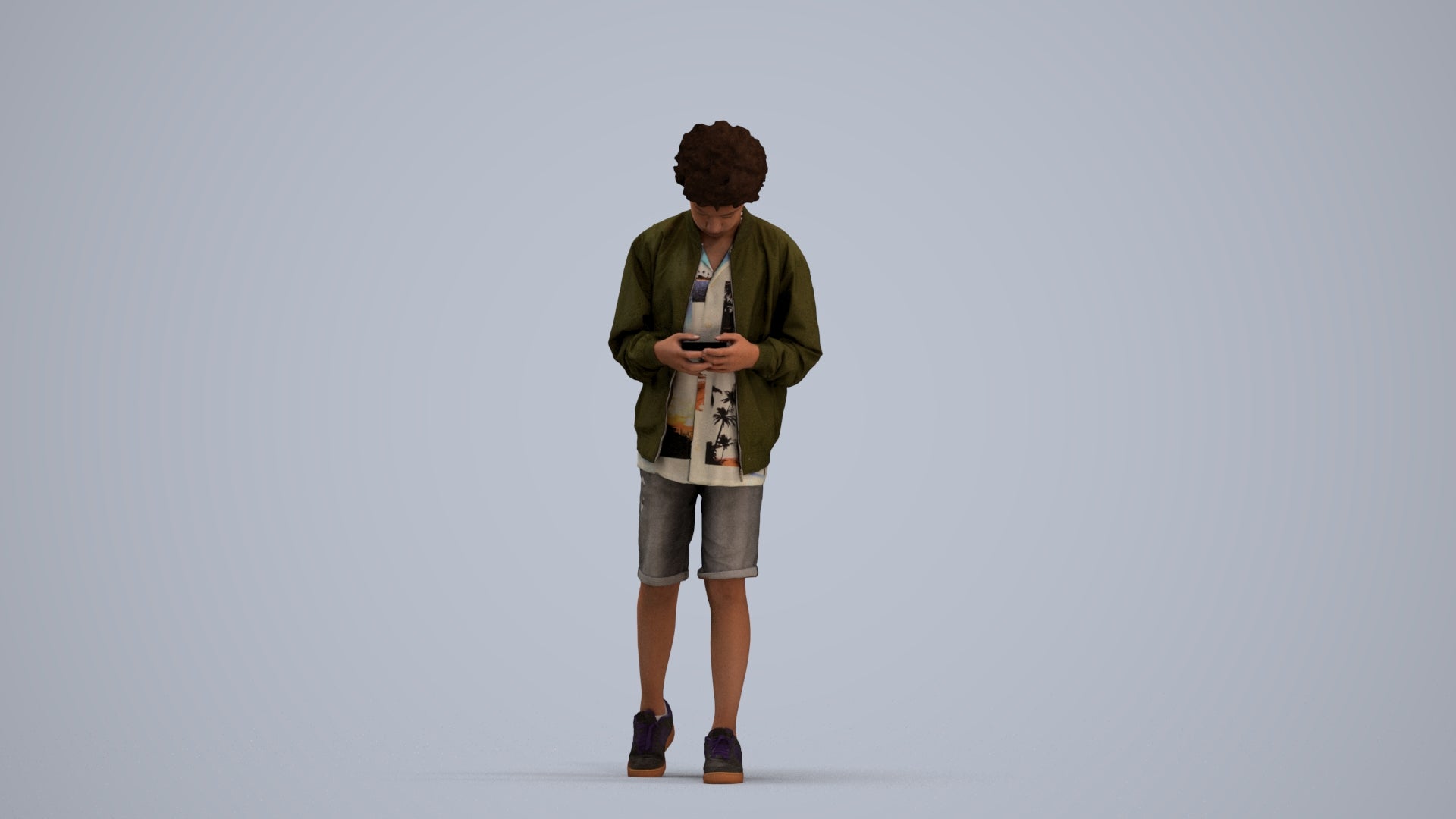 3D human model boy casual kids, photogrammetry scanned person for archviz, standing pose render