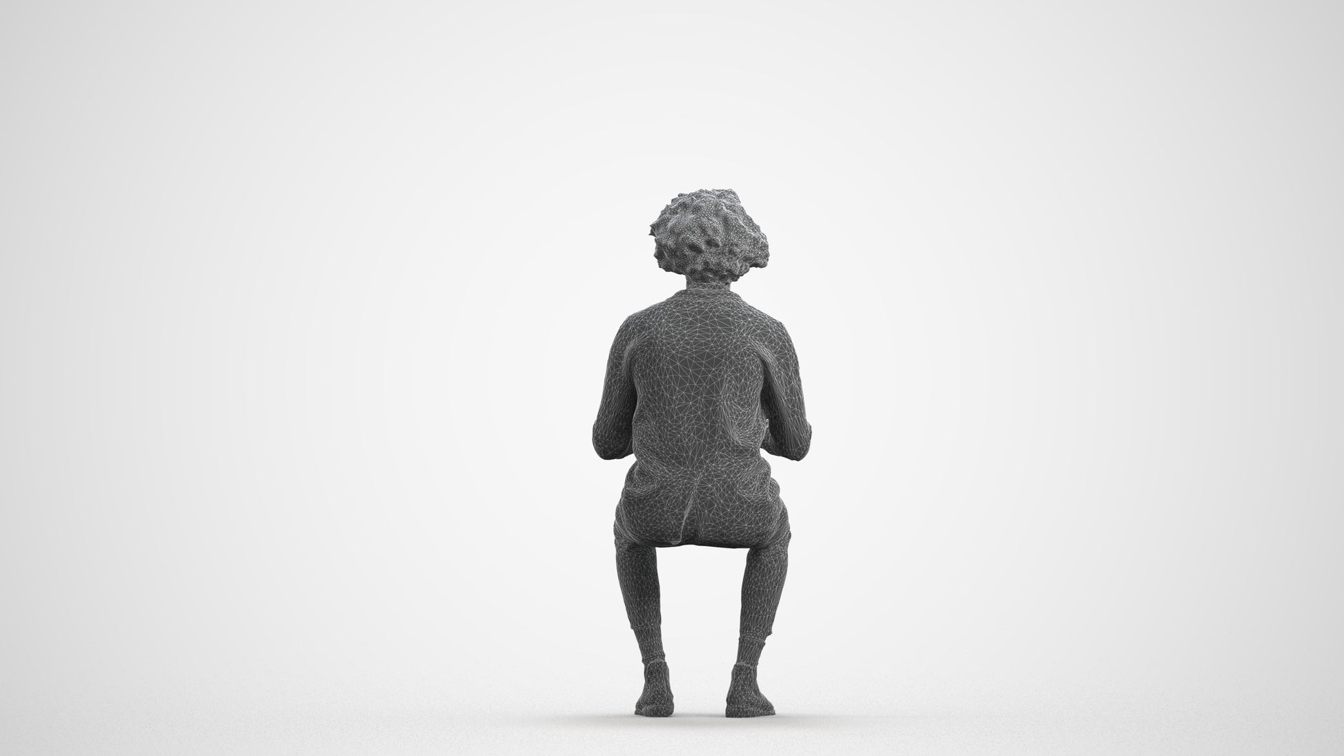 realistic 3D man business, scanned archviz people for Blender and 3ds Max, wireframe front view