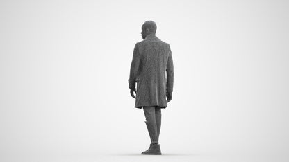 3D people model man casual walking, scanned human for 3ds Max rendering, wireframe front view