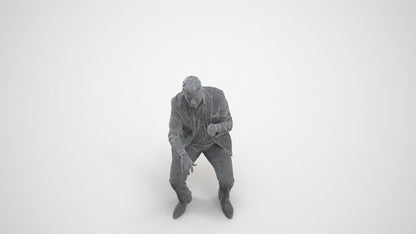3D scanned man business, photorealistic archviz people for Enscape and SketchUp, wireframe three-quarter view