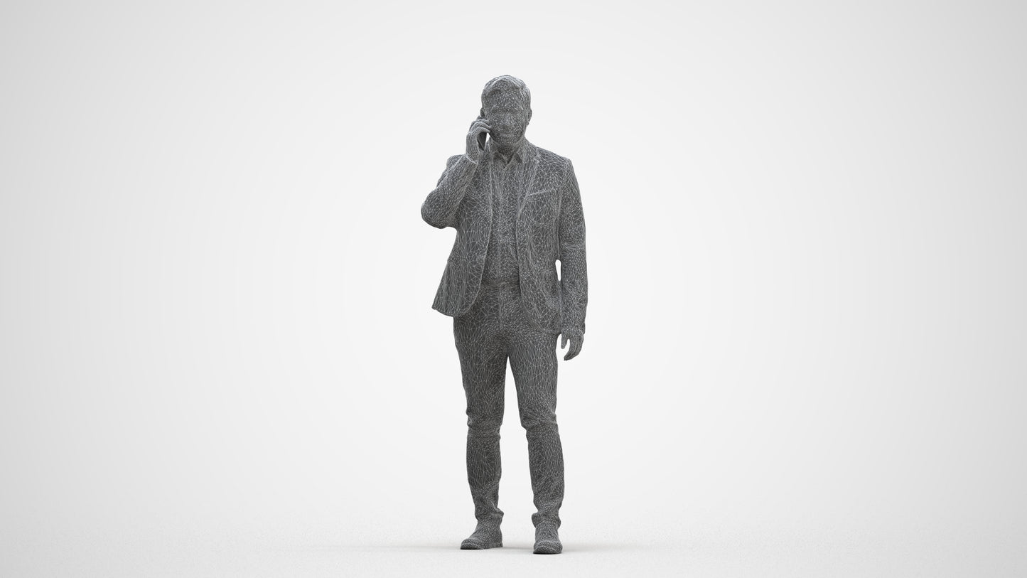 scanned 3D man business, photogrammetry people for Enscape and V-Ray, three-quarter front view render