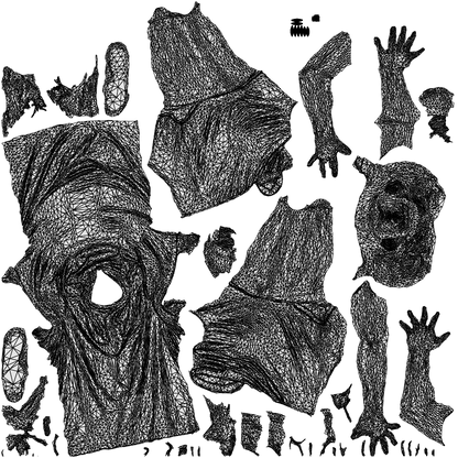 3D people model man sport, scanned human for 3ds Max rendering, wireframe top-down view