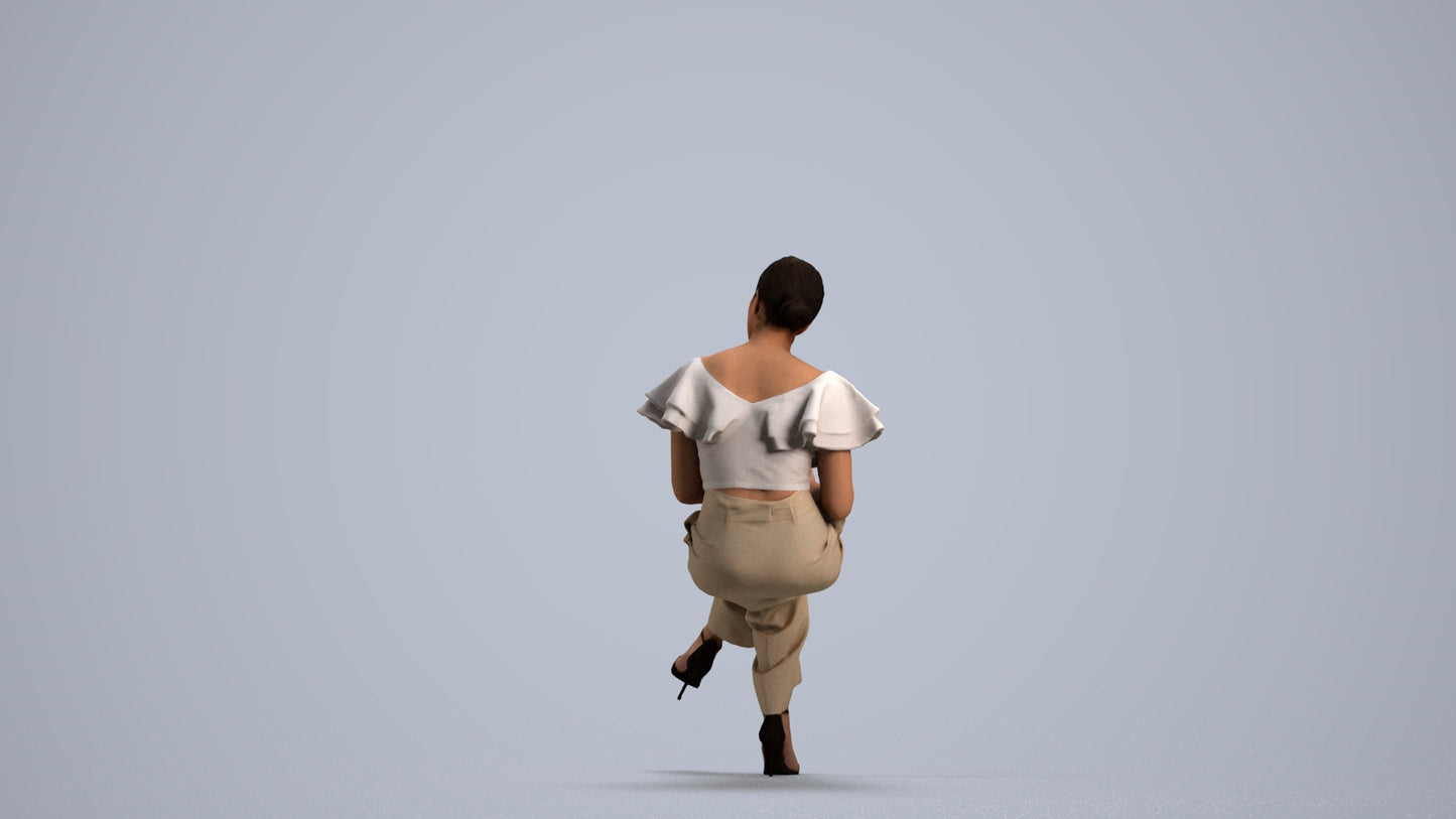 realistic 3D woman business sitting, scanned archviz people for Blender and 3ds Max, front view render