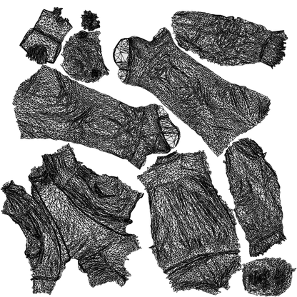 3D people model man casual walking, scanned human for 3ds Max rendering, wireframe top-down view