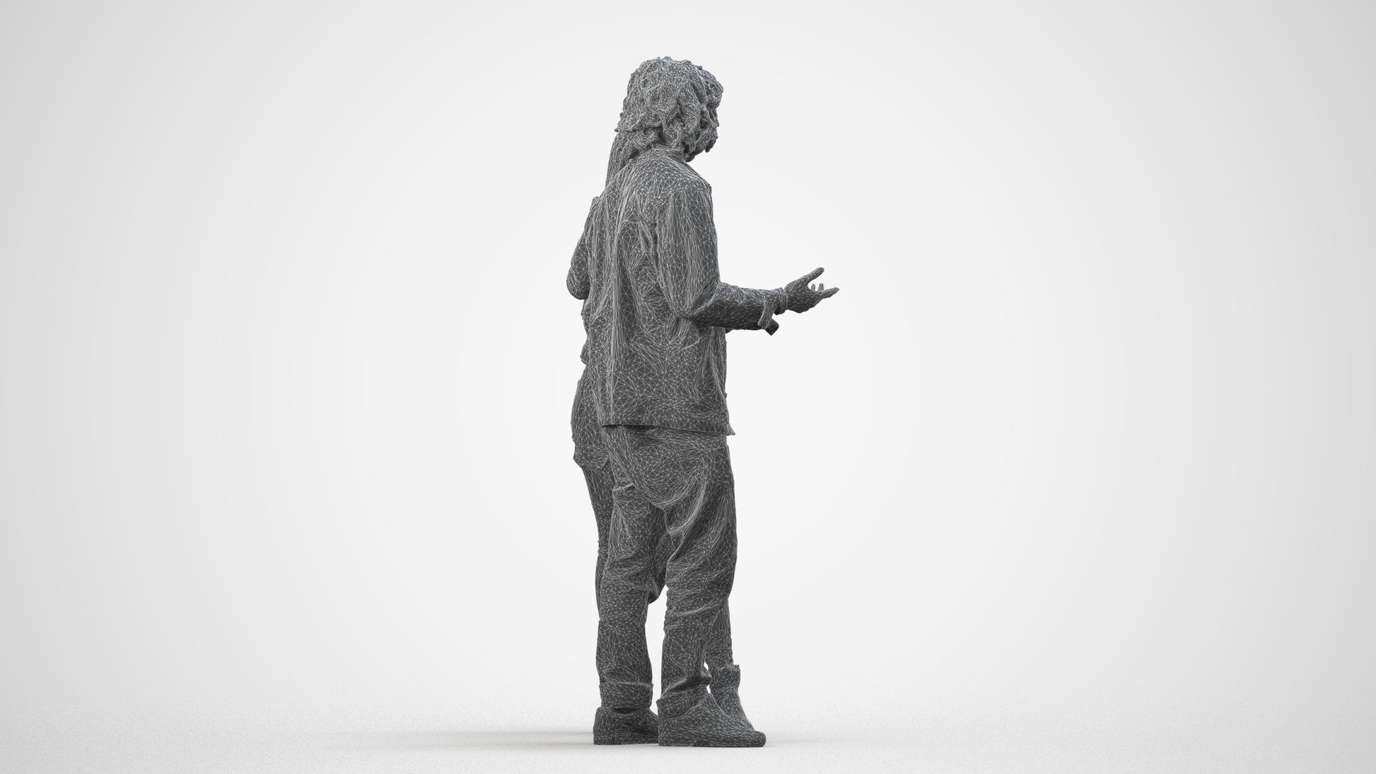 realistic 3D people woman casual couple, render-ready for V-Ray and Corona, FBX OBJ, wireframe side view