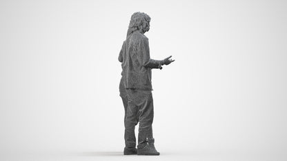 realistic 3D people woman casual couple, render-ready for V-Ray and Corona, FBX OBJ, wireframe side view