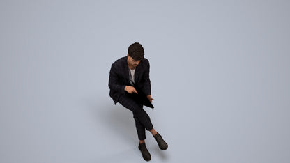scanned 3D man business, photogrammetry people for Enscape and V-Ray, back view render