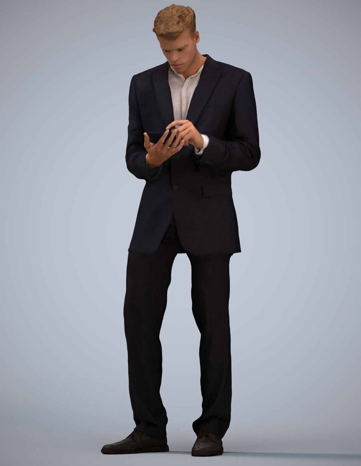 realistic 3D human man business, archviz people FBX OBJ for Blender