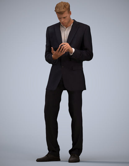 realistic 3D human man business, archviz people FBX OBJ for Blender