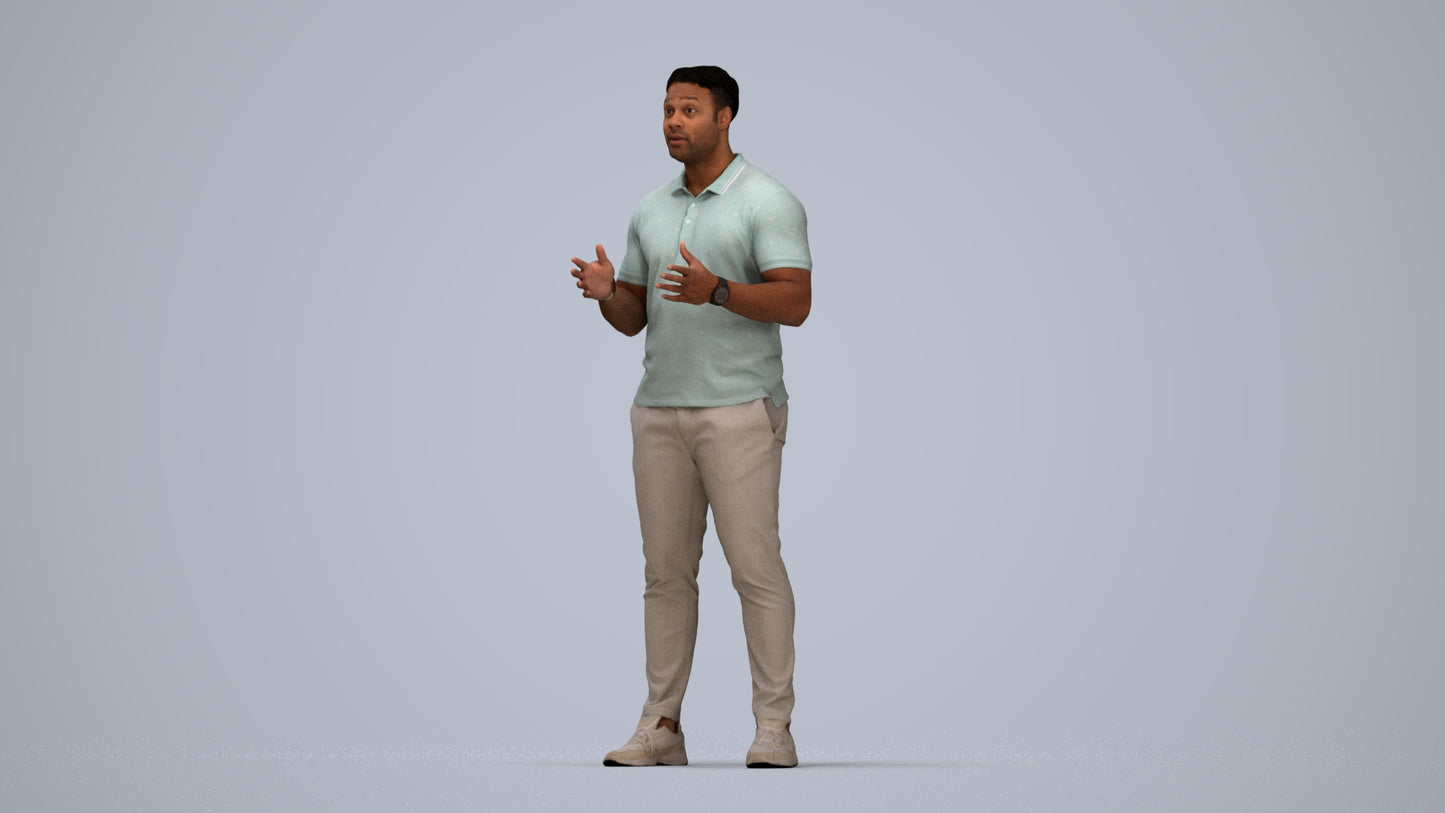 3D scanned man standing casual, photorealistic archviz people for Enscape and SketchUp, top-down view render