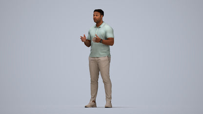3D scanned man standing casual, photorealistic archviz people for Enscape and SketchUp, top-down view render
